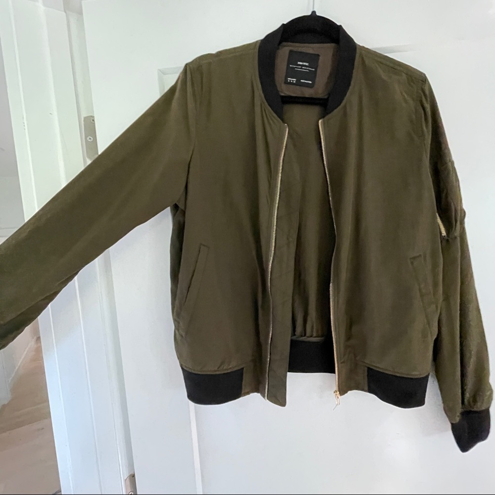 Zara nylon bomber in olive/black